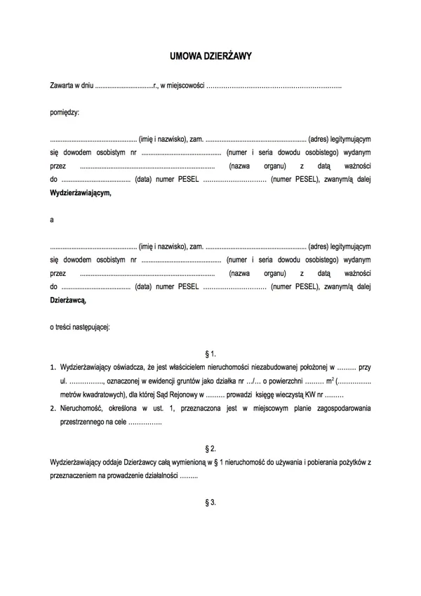 Umowa dzierżawy